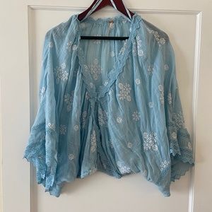 NWOT Free People Blouse blue with emboridery